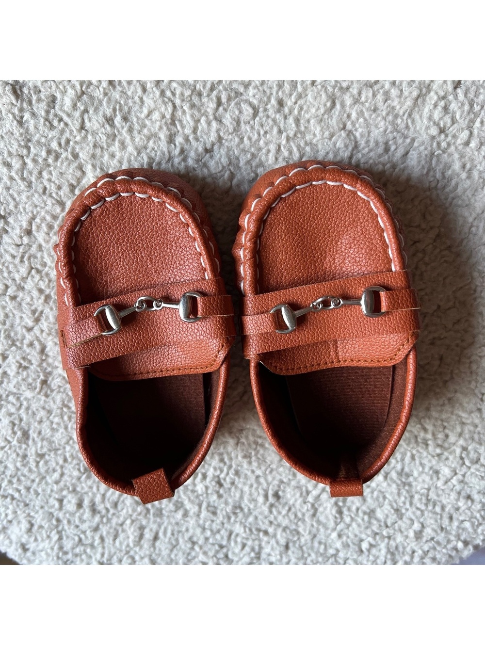 Brown Baby Moccasin Loafers with Silver Accent